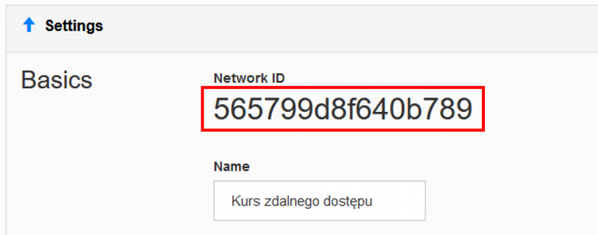 Network ID panelu ZeroTier, Źródło: Mission Critical by ASTOR