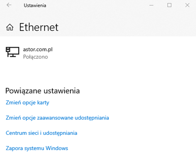 Ustawienia połączeń w Windows 10