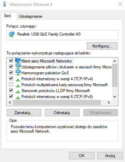 Ustawienia karty sieciowej w Windows 10