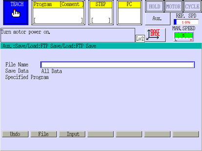 Okno zapisu serwera FTP na robocie Kawasaki 1