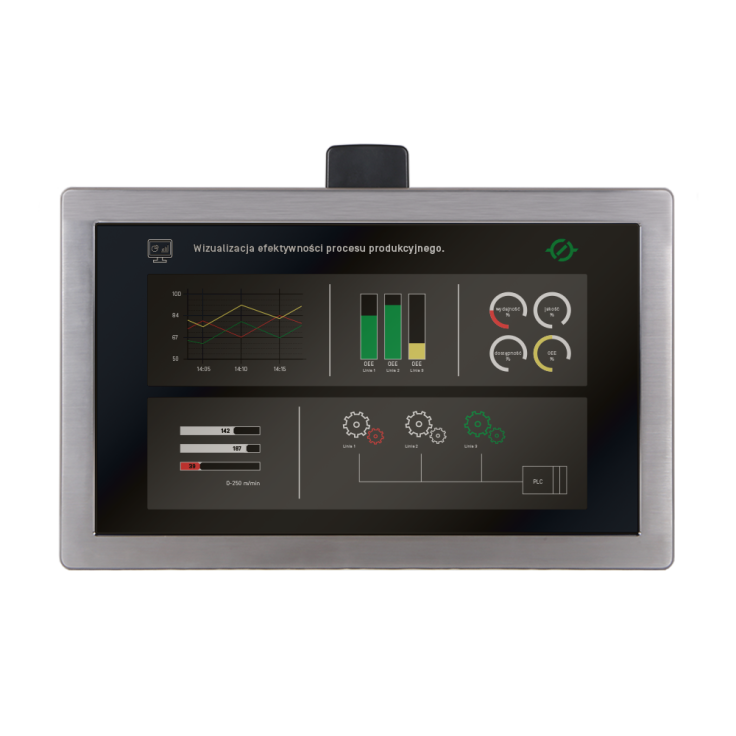 Przemysłowy komputer panelowy 21,5"; obudowa ze stali nierdzewnej IP69K, intel Celeron J6412; 16GB RAM; mSATA SSD 512GB; WIN10-IOT