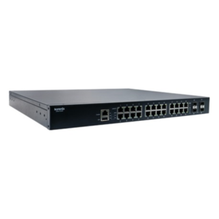 Switch Ethernetowy 24xRJ45 (10/100/1000 Base-TX) + 4xSFP (100/1000 Base-X), zarządzalny (SNMP, WEB). DC/AC
