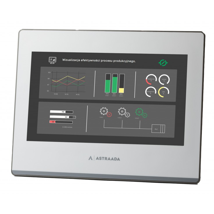 Dotykowy panel operatorski Astraada HMI, matryca TFT 10,1” (1024x600, 65k), RS232, RS422/485, RS485, USB Client/Host, Ethernet, 30m gwarancji