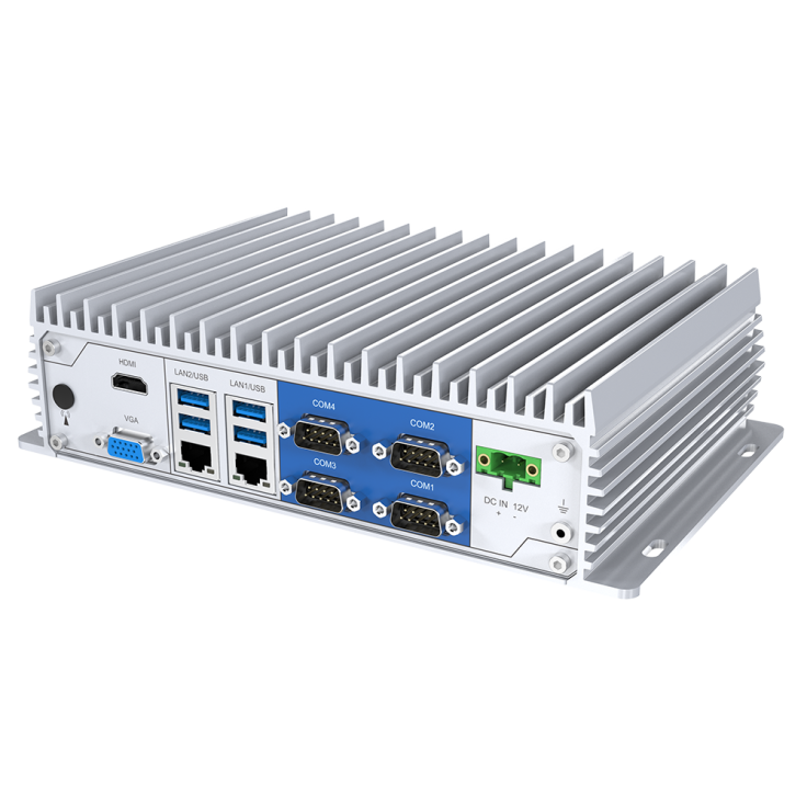 Kompaktowy bezwentylatorowy komputer przemysłowy typu BOX, Celeron J6412, 8 GB RAM, 128 GB SSD, Windows 10 IOT