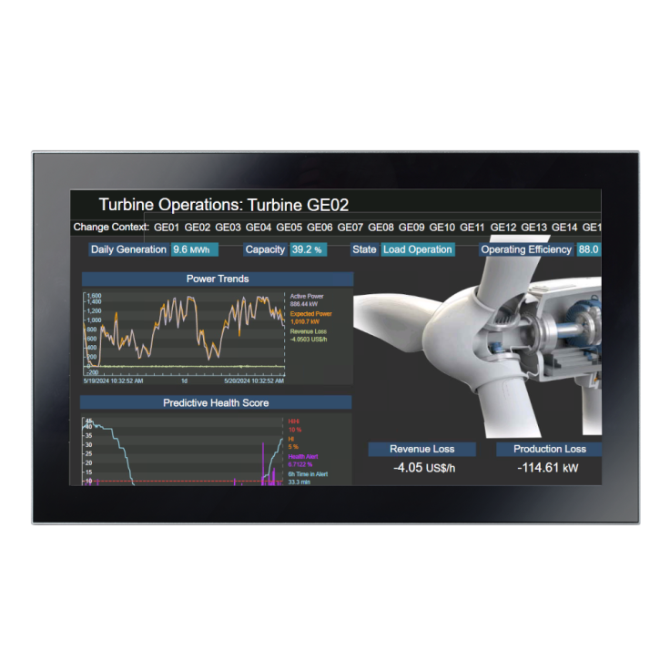 Przemysłowy monitor dotykowy LED, ekran pojemnościowy 21.5", 1920*1080, złącza: E-LINK, 2 x USB, zasilanie 12-24 VDC