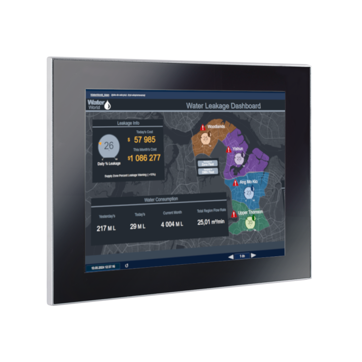 Przemysłowy komputer panelowy 12.1”, dotykowy pojemnościowy, 1024*768, Intel i5-11500, 16GB RAM, SSD 256 GB, WIN11-PRO, 4 x RS232/485, 4 x USB 3.0, 3 x Gigabit Ethernet, HDMI, zasilanie 12-24VDC z zasilaczem