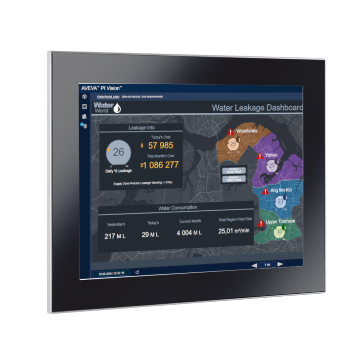 Przemysłowy komputer panelowy 15”, dotykowy pojemnościowy, 1024*768, Intel i5-11500, 16GB RAM, SSD 256 GB, WIN11-PRO, 4 x RS232/485, 4 x USB 3.0, 3 x Gigabit Ethernet, HDMI, zasilanie 12-24VDC z zasilaczem