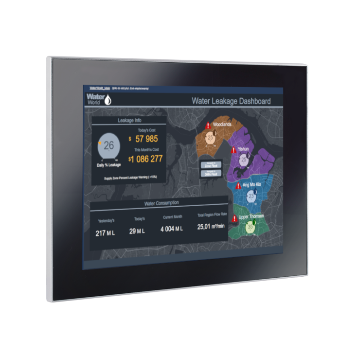 Przemysłowy komputer panelowy 10,4”, dotykowy pojemnościowy, 1024*768, Intel i5-11500, 16GB RAM, SSD 256 GB, WIN11-PRO, 4 x RS232/485, 4 x USB 3.0, 3 x Gigabit Ethernet, HDMI, zasilanie 12-24VDC z zasilaczem