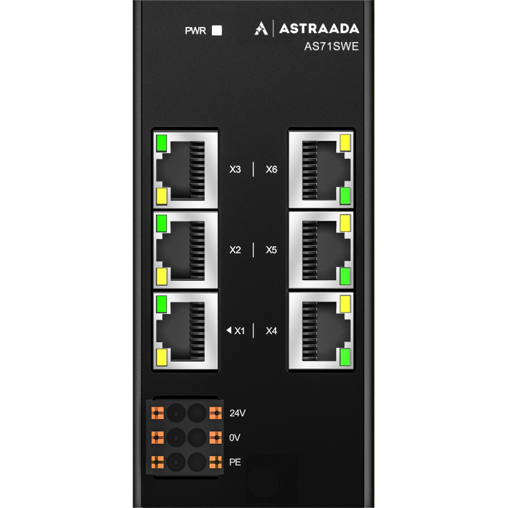 Astraada A-Series IO - Switch EtherCAT; 100Mbit/s; 6-Port (1Wej+5Wyj); Synchronizacja DC