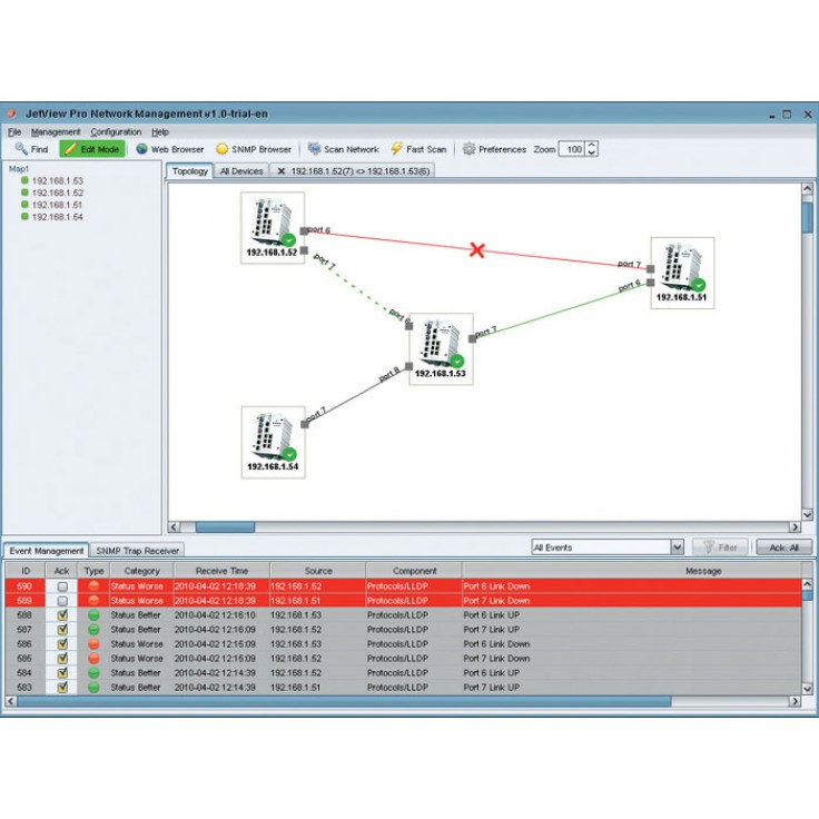 Korenix NMS (JetView Pro), oprogramowanie do switchy zarządzalnych (do monitoringu i diagnostyki sieci Ethernet), licencja na 128 adresów IP