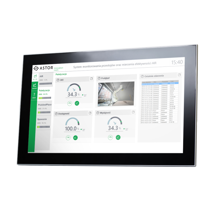 Wyprzedaż - Przemysłowy monitor dotykowy LED, ekran pojemnościowy 21.5", 1920*1080, złącza: DVI/VGA, port USB, zasilanie 12-24 VDC, z zasilaczem w zestawie