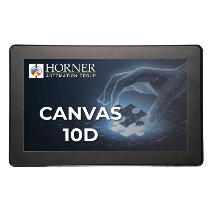 Canvas 10D; 10,1" kolor; 2 MB pamięci; RS232; RS485; RS232/485; 2x Ethernet; 2x USB; MicroSD; 2x CAN; 12 DI (24V; 4 HSC); 12 DO (24V; 2 PWM); 2 AI (0-10V; 0-20mA; 4-20mA)