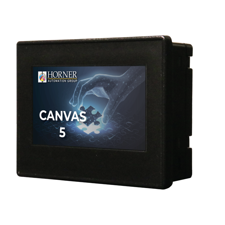 Canvas 5; 2 rdzenie; 4.3" kolor; 2 MB pamięci; RS232; RS485; Ethernet; 2x USB; MicroSD; CAN; 4 DI (4 HSC 500 KHz); 4 DO (2 PWM 500 KHz); 4 AI (0-10V; 0-20mA; 4-20mA; 12 bit)