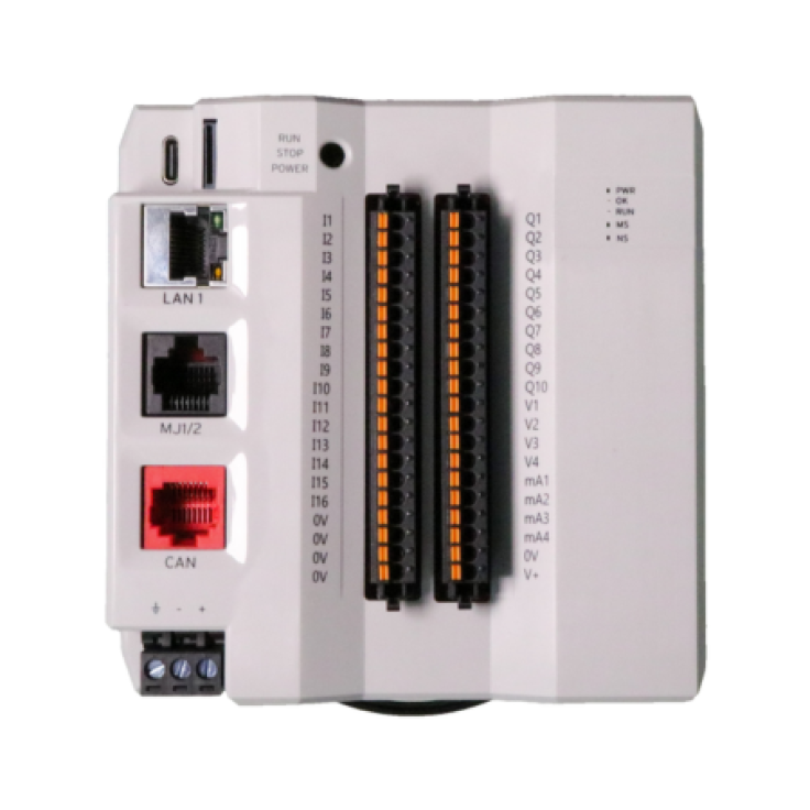 Sterownik CPU250: 1x RS232/RS485; 1x CsCAN; 1x Ethernet; MicroSD; USB C; 8x DI; 10x DO; 8x(DI/AI mA/V); 8x AO(4x mA , 4x V) 10-30VDC