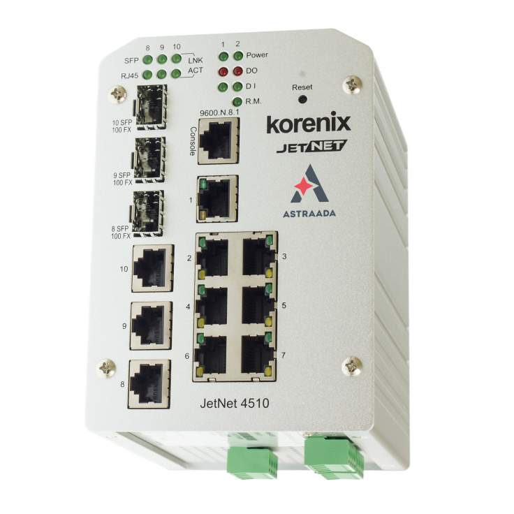 Switch zarządzalny przemysłowy, Ethernet - 10-portowy (7 x 10/100 Base-TX + 3 x RJ45/SFP  - 100 Base-X), RING, Modbus TCP