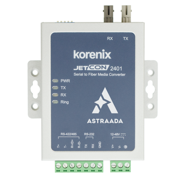 Konwerter RS232-RS422-485 na światłowód multimodowy ST, 5km