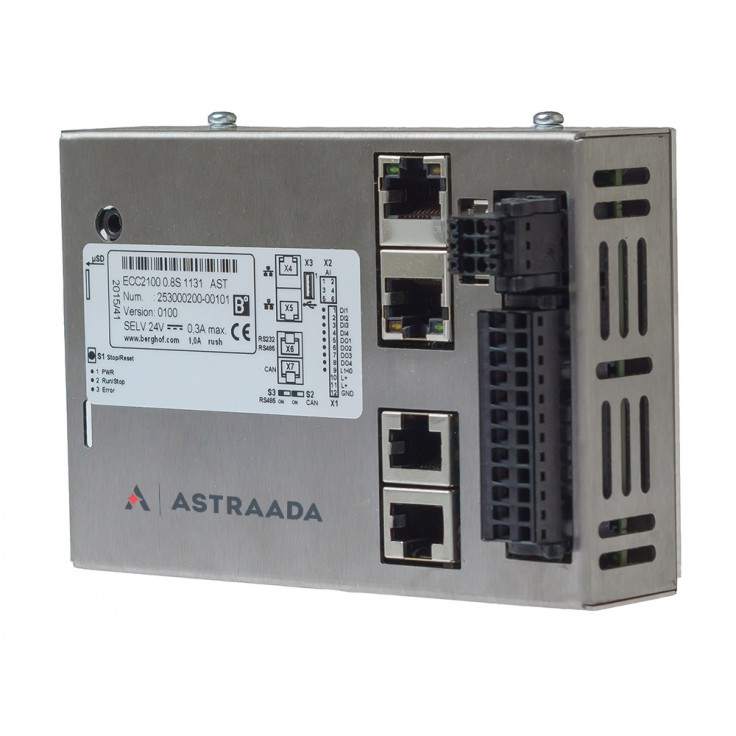 Astraada One ECC2100 - 4DI, 4DO, 4AI, web server, RS232/485, CAN, Ethernet, EtherCAT, Modbus RTU/TCP