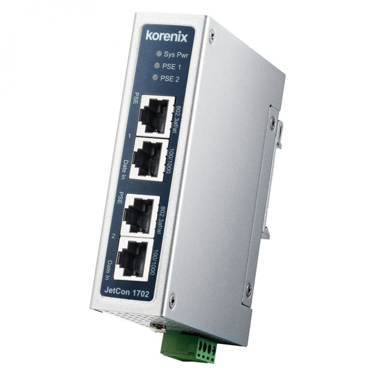 Astraada NET - Konwerter PoE/Ethernet, switch, 2xRJ45  (10/100/1000 Base-TX, PoE) + 2xRJ45 (10/100/1000 Base-TX), zasilanie 48 VDC, -40...+70C