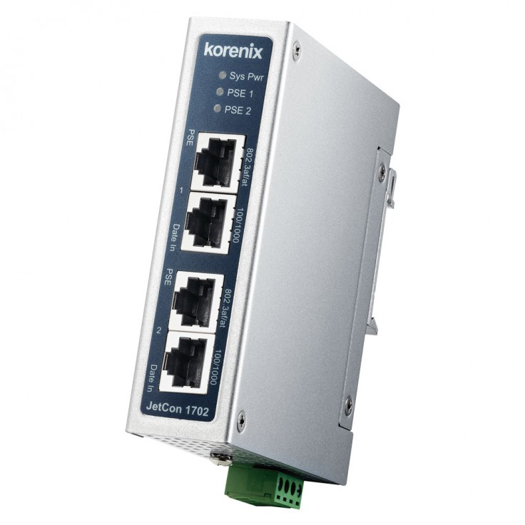 Wyprzedaż - Astraada NET - Konwerter PoE/Ethernet, switch, 2xRJ45  (10/100/1000 Base-TX, PoE) + 2xRJ45 (10/100/1000 Base-TX), zasilanie 48 VDC, -40...+70C