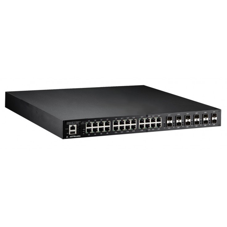 Switch zarządzalny przemysłowy, Ethernet 28-portowy (16 x 100/1000TX) + 8 x RJ45/SFP - 100/1000FX + 4 x SFP -1000FX)