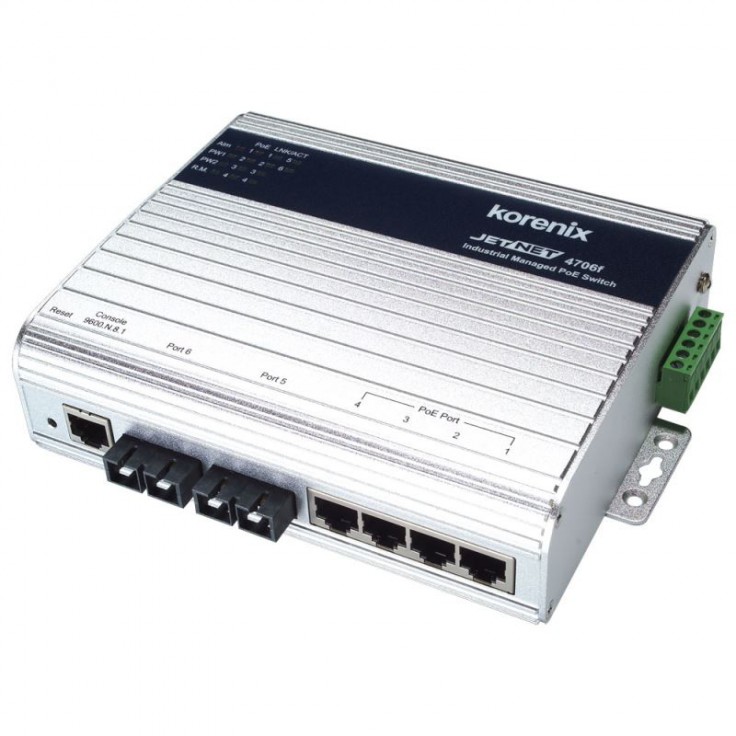 Wyprzedaż - Switch Ethernetowy 6-portowy (4 x PoE + 2 złącza SC MultiMode), zarządzalny SNMP, SuperRing