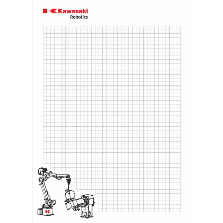 Notes A5 z robotem Kawasaki Robotics BA006 i pozycjonerem