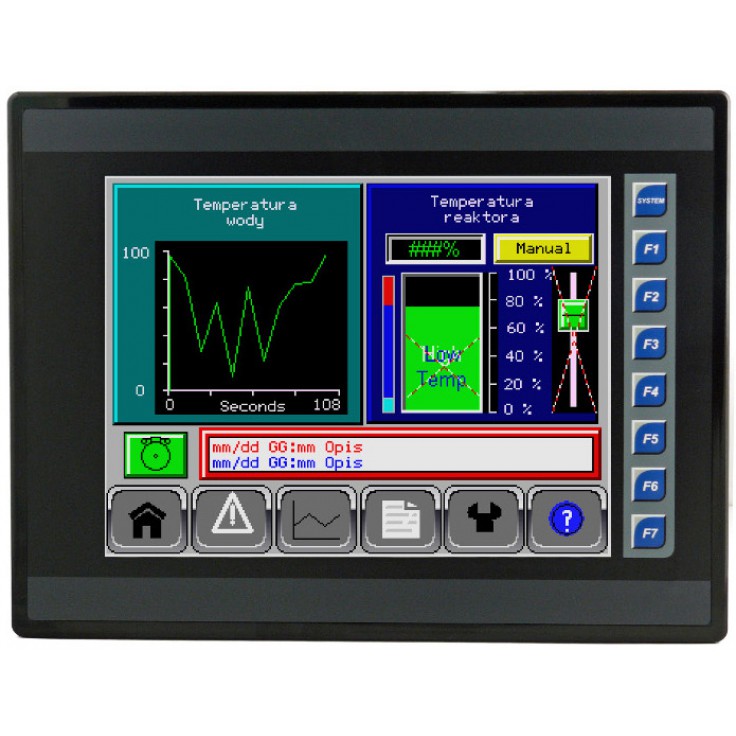 Sterownik PLC z HMI EXL10 - 10",  12 DI (24V, 4 HSC), 12 DO (24V, 2 PWM), 2 AI (0-10V, 0-20mA, 4-20mA, RTD, THM), 2 AO (0-10V, 0-20mA, 4-20mA)