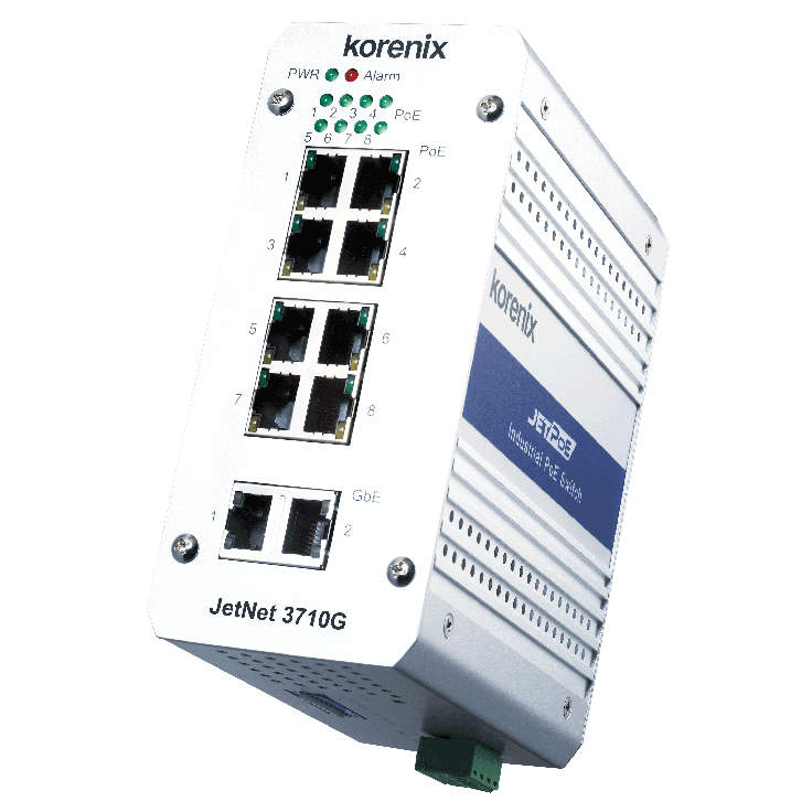 Switch PoE niezarządzalny przemysłowy, Ethernet - 10-portowy  (8 x 10/100 Base-TX, PoE + 2 x 10/100/1000 Base-TX