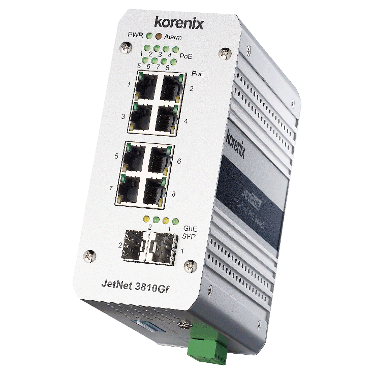 Switch PoE niezarządzalny przemysłowy, Ethernet - 10-portowy  (8 x 10/100 TX, PoE + 2xSFP - 1000 FX)