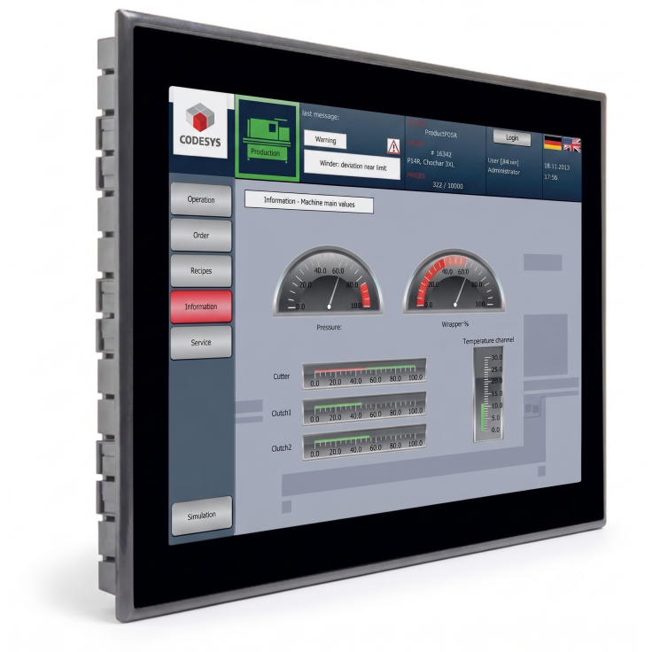 Astraada ONE Compact HMI PI Prime S01 - PLC+HMI, 7", WVGA, Raspberry Pi CM4 4x1.5GHz, 1GB RAM, 2x USB, 2x ETH, Codesys 3.5