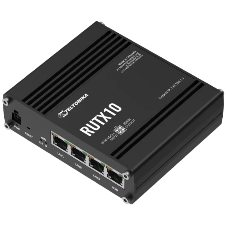 RUTX10 - Router Ethernet bez GSM - Ethernet ; 4x1000Mps; WiFi ; Bluetooth LE