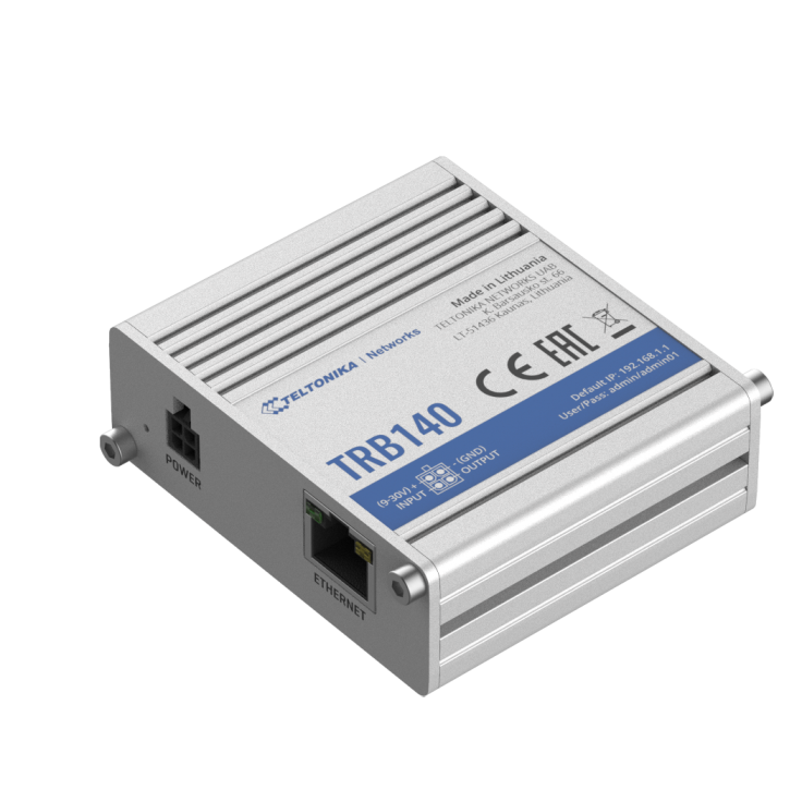 TRB140 - Gateway komórkowy 4G (LTE); Ethernet; 128MB RAM; SMS; IPSec; openVPN; możliwy montaż na szynie DIN