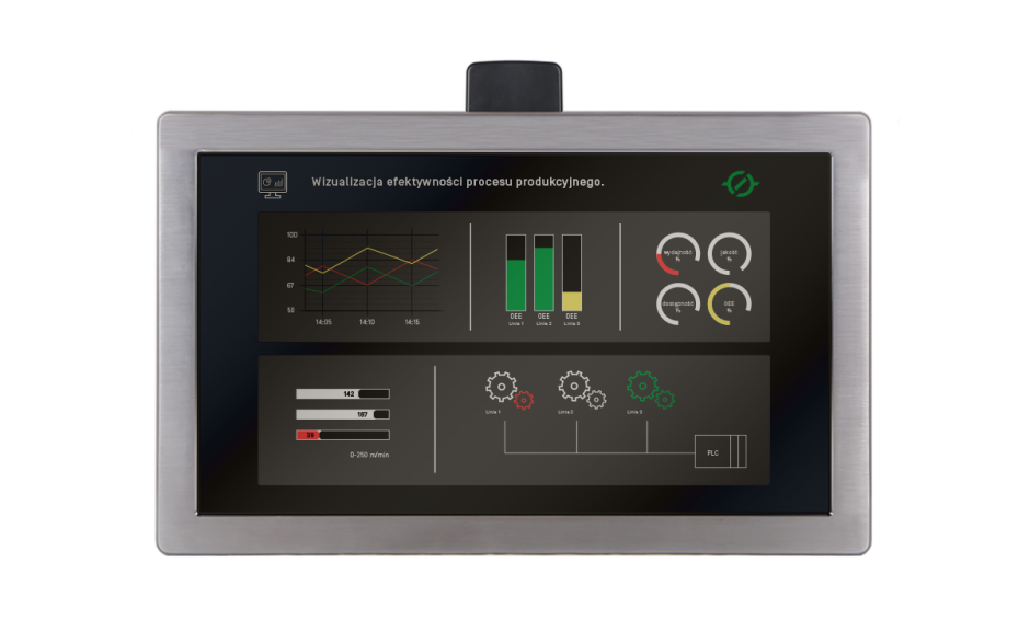 Przemysłowy komputer panelowy 21,5"; obudowa ze stali nierdzewnej IP69K, intel Celeron J6412; 16GB RAM; mSATA SSD 512GB; WIN10-IOT