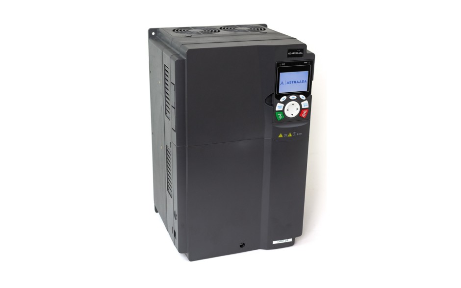 Przetwornik częstotliwości DRV-28: 30/37 kW, zasilanie 3x400V, sterowanie wektorowe, STO, filtr EMC, panel operatorski LCD, obsługa modułów rozszerzeń, funkcje went-pomp, fire-mode, 30m gwarancji, IP55 3