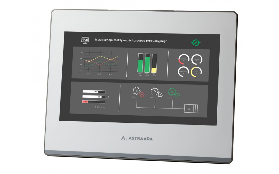 Dotykowy panel operatorski Astraada HMI, matryca TFT 10,1” (1024x600, 65k), RS232, RS422/485, 3x RS485, USB Client/Host, Ethernet, 30m gwarancji
