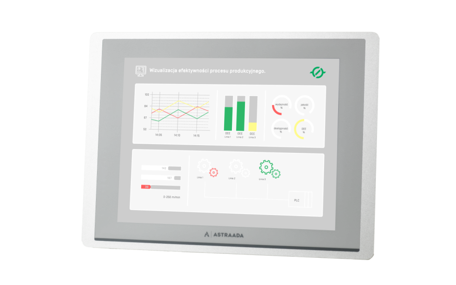 Dotykowy panel operatorski Astraada HMI, matryca TFT 12,1” (800x600, 65k), RS232, RS422/485, RS485, USB Client/Host, Ethernet, 30m gwarancji 2