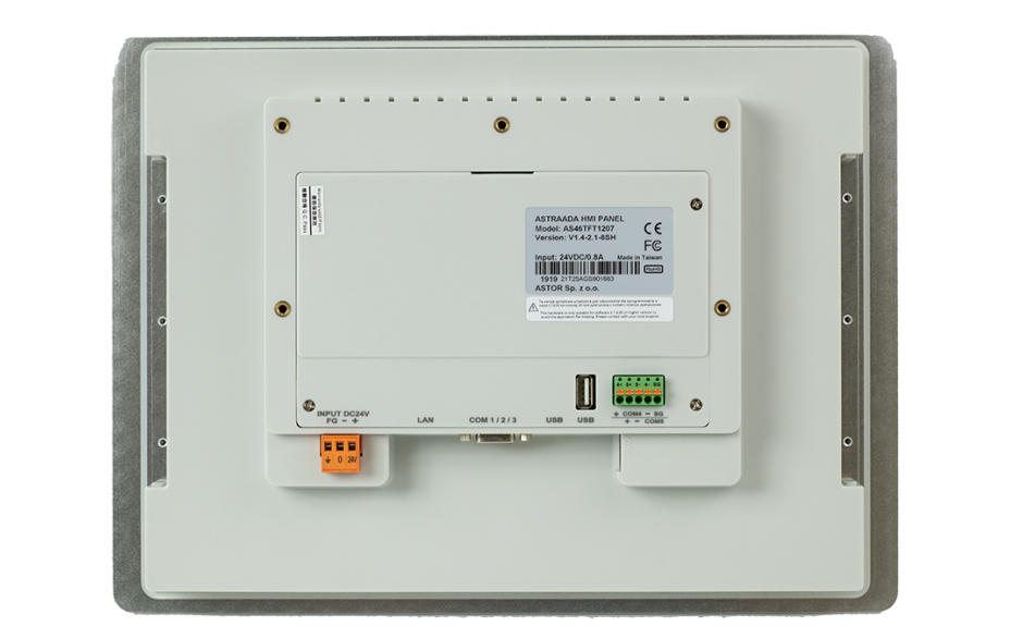 Dotykowy panel operatorski Astraada HMI, matryca TFT 12,1” (800x600, 65k), RS232, RS422/485, RS485, USB Client/Host, Ethernet, 30m gwarancji 3