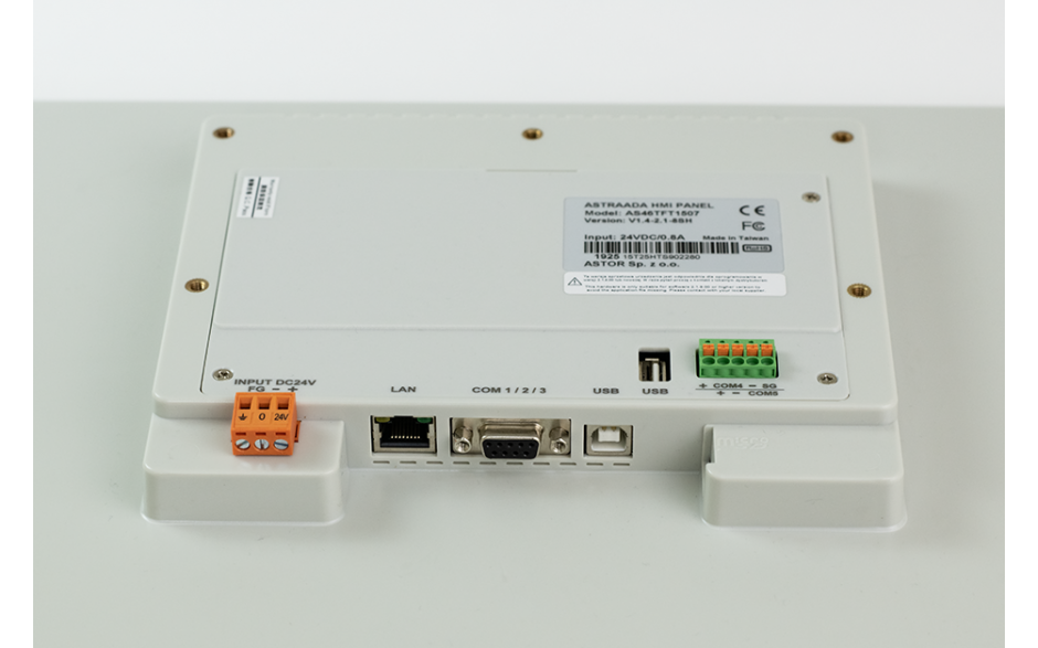Dotykowy panel operatorski Astraada HMI, matryca TFT 15” (1024x768, 65k), RS232, RS422/485, 3x RS485, USB Client/Host, Ethernet, 30m gwarancji 4