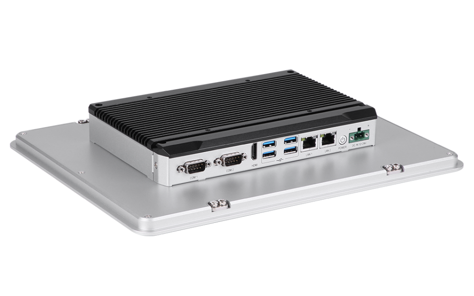 Przemysłowy komputer panelowy 12.5”, dotykowy pojemnościowy, 1366*768, wersja STANDARD, Intel Celeron J1900, 4GB RAM, mSATA SSD 128 GB, WIN10-IOT Ent LTSB 2019 , 2x RS232, 4x USB, 2x Intel Gigalan, zasilanie 12-24 VDC z zasilaczem 3