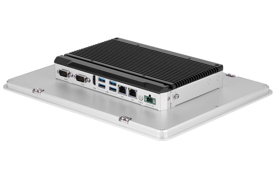 Przemysłowy komputer panelowy 12.5”, dotykowy pojemnościowy, 1366*768, wersja STANDARD, Intel Celeron J1900, 4GB RAM, mSATA SSD 128 GB, WIN10-IOT Ent LTSB 2019 , 2x RS232, 4x USB, 2x Intel Gigalan, zasilanie 12-24 VDC z zasilaczem 4