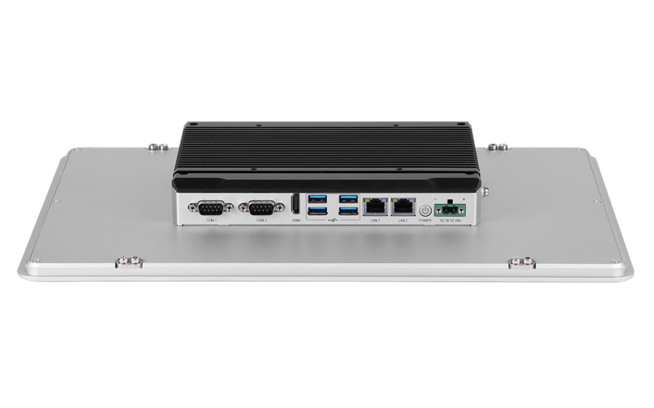 Przemysłowy komputer panelowy 15.6”, dotykowy pojemnościowy, 1920*1080 Full HD, wersja STANDARD, Intel Celeron J1900, 8GB RAM, mSATA SSD 256 GB, WIN10-IOT 2021 LTSC  , 2x RS232, 4x USB, 2x Gigabit Ethernet, zasilanie 12-24 VDC z zasilaczem 2