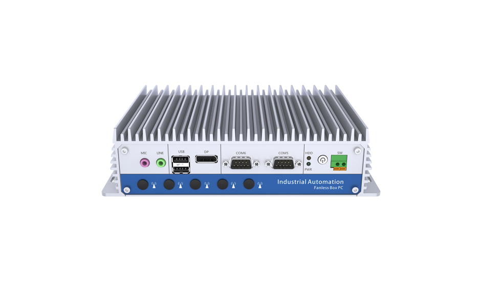 Kompaktowy bezwentylatorowy komputer przemysłowy typu BOX, Celeron J6412, 8 GB RAM, 128 GB SSD, Windows 10 IOT 3