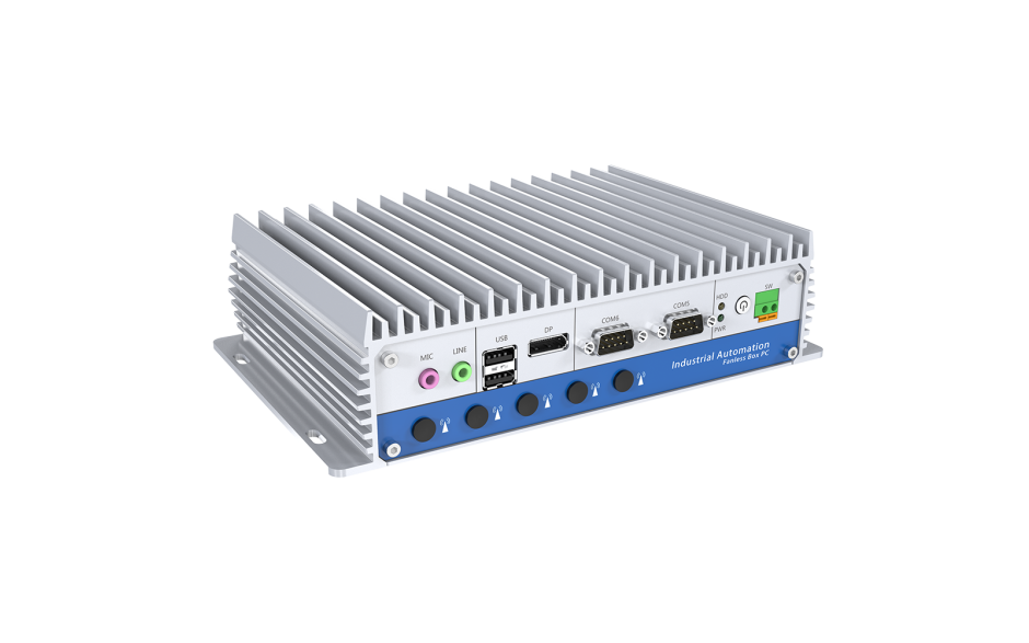 Kompaktowy bezwentylatorowy komputer przemysłowy typu BOX, Celeron J6412, 8 GB RAM, 128 GB SSD, Windows 10 IOT 2