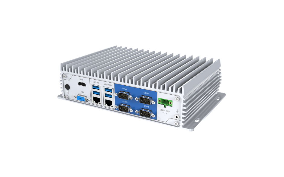 Kompaktowy bezwentylatorowy komputer przemysłowy typu BOX, Celeron J6412, 8 GB RAM, 128 GB SSD, Windows 10 IOT