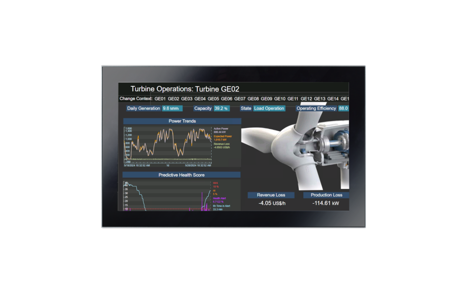 Przemysłowy monitor dotykowy LED, ekran pojemnościowy 21.5", 1920*1080, złącza: HDMI, VGA, 2 x USB, 1 x USB Touch, zasilanie 12-24 VDC, z zasilaczem w zestawie