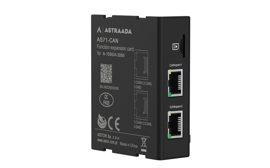 Astraada A-Series IO - Karta rozszerzeń do sterownika; 2xCAN; Karta SD