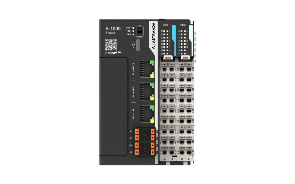 Sterownik PLC Astraada A-Series A-1000 - 1GHz ARM; 16DI(PNP/NPN); 16DO(PNP); 2x RS485; 2x Eth; 1x EtherCAT; 1x USB-C; 1x SD; A-1000 Studio; 8 osi 2