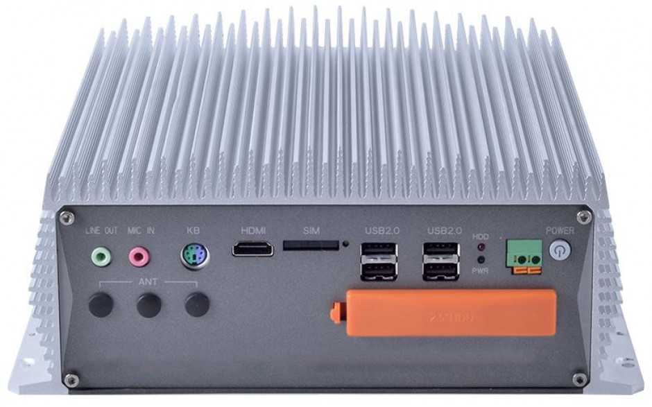 Komputer przemysłowy typu BOX, Intel i5-7400, 8 GB RAM, SATA SSD 512 GB, WIN10-PRO/64/ENG, 1x PCIe, 4x RS232, 2x RS232/485, 4x USB 2.0, 4x USB 3.0, 2x LAN 3