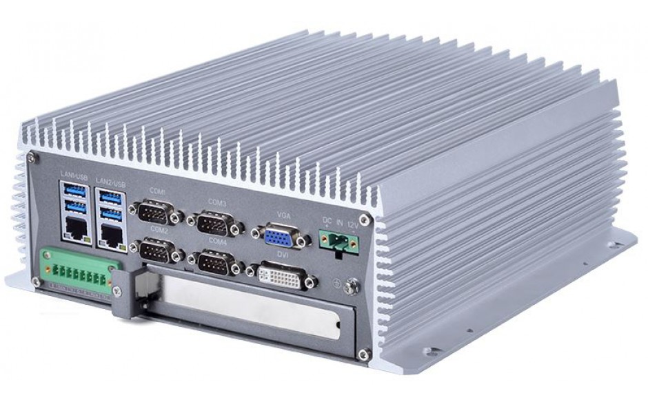 Komputer przemysłowy typu BOX, Intel i5-7400, 8 GB RAM, SATA SSD 512 GB, WIN10-PRO/64/ENG, 1x PCIe, 4x RS232, 2x RS232/485, 4x USB 2.0, 4x USB 3.0, 2x LAN 4
