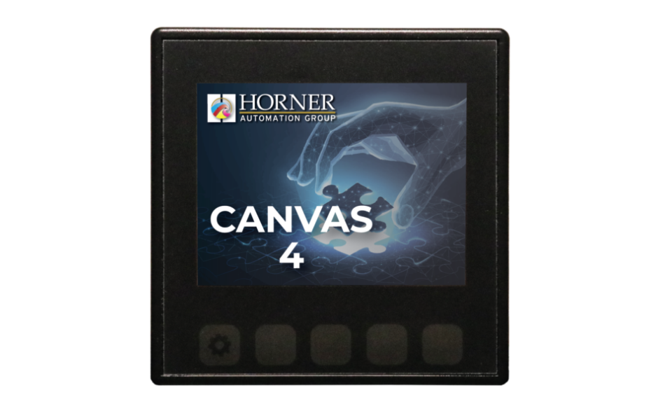 Canvas 4; 2 rdzenie; 3.5" kolor; 2 MB pamięci; RS232; RS485; Ethernet; 2x USB; MicroSD; CAN; 12 DI (4 HSC); 6 DO (przekaźnik 2A); 4 AI (0-10V; 0-20mA; 4-20mA) 2